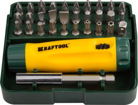 Набор KRAFTOOL Отвертка реверсивная с битами и адаптером, Cr-V, 32 предмета 26142-H32 купить в Надыме