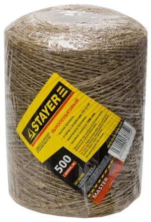 Шпагат STAYER хозяйственно-бытовой, льнопеньковый, d=1,4 мм, 500 м, 13,5 кгс, 1,25 ктекс 50110-500 купить в Надыме