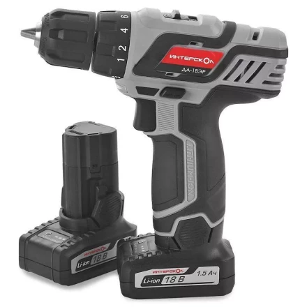 Дрель-шуруповерт ИНТЕРСКОЛ ДА-18ЭР аккумулятора х2 (1.5Ач) купить в Надыме