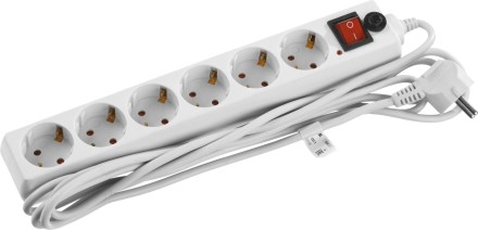 Сетевой фильтр STAYER &quot;MASTER&quot; электрический, 6 гнезд, заземление, макс. мощн. 2200 Вт, 3м 55067-3 купить в Надыме