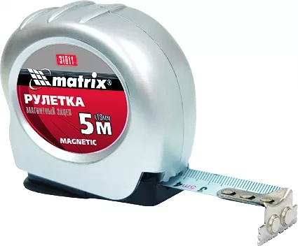 Рулетка Magnetic 5 м х 19 мм магнитный зацеп  MATRIX 31011 купить в Надыме
