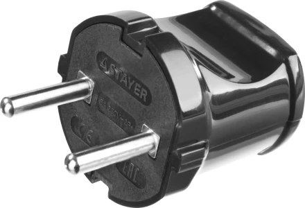 Вилка MAXElectro электрическая, 6А/220В, черная, STAYER 55150-B купить в Надыме