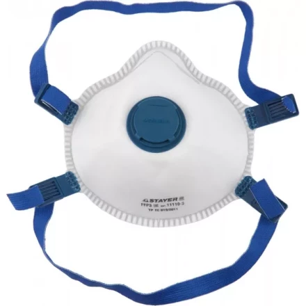 Полумаска фильтрующая STAYER "PROFI" коническая, с клапаном, многослойная, класс защиты FFP3 11110-3 купить в Надыме