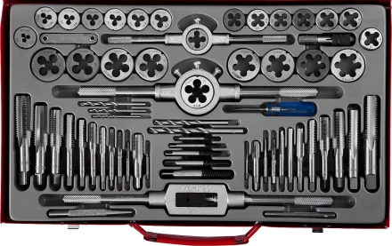 Набор ЗУБР "ЭКСПЕРТ" с металлореж. инструментом,метчики однопроход. и плашки,оснастка, экстракторы-в метал.боксе 65пред. 28118-H65 купить в Надыме