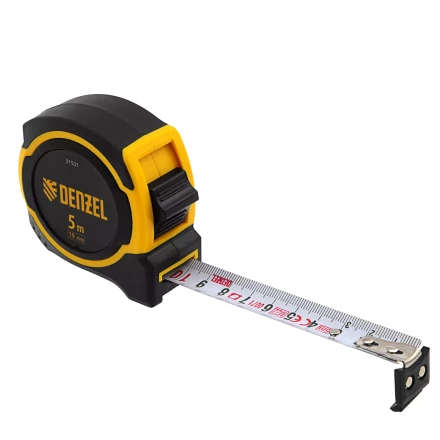 РулеткаDenzel 5м х 19мм, двухкомп. корпус, магнитный обрезиненный зацеп, 31531 купить в Надыме