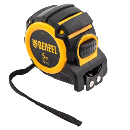 Рулетка Denzel 5м х 32мм, автоматич. фиксац., нейлон. покрытие, магнит. зацеп, двухстор. разметка 31523 купить в Надыме