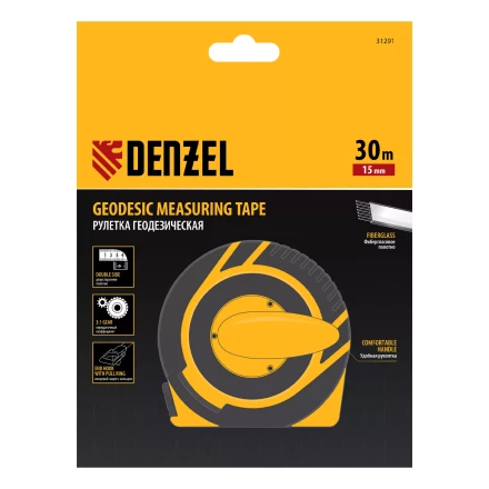 Рулетка геодезическая Denzel 30 м х 15 мм, закрытый корпус, фиберглассовая лента 31291 купить в Надыме