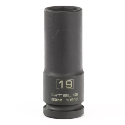 Головка ударная удлиненная шестигранная 19мм 1/2" CrMo Stels 13946