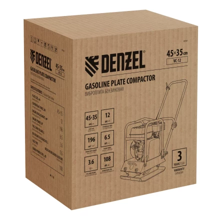 Виброплита бензиновая Denzel VC-12, 12 кН, 45*35 см, 196 см3 купить в Надыме