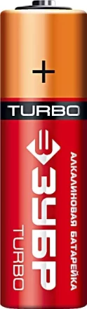 Батарейка Зубр "TURBO" щелочная (алкалиновая), тип AA, 1,5В, 4шт на карточке 59213-4C купить в Надыме