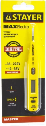 Тестер напряжения STAYER &quot;MASTER&quot; цифровой со световым индикатором, 12-220В, 125мм 45290 купить в Надыме