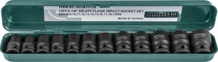 Набор головок торцевых ударных 3/8&quot;DR 8-19мм  Jonnesway S03A3112S 12предметов 48505 купить в Надыме