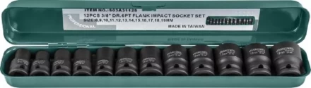 Набор головок торцевых ударных 3/8"DR 8-19мм  Jonnesway S03A3112S 12предметов 48505 купить в Надыме