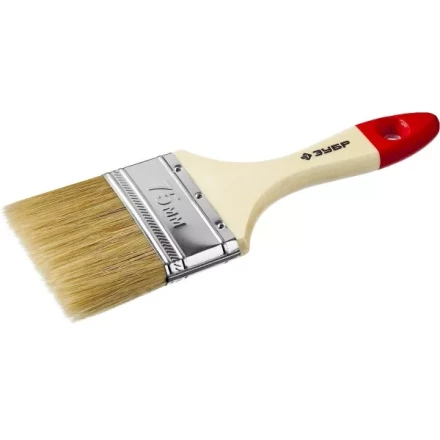 Кисть плоская  ЗУБР "УНИВЕРСАЛ-МАСТЕР", натуральная щетина, деревянная ручка, 75мм 4-01003-075 купить в Надыме
