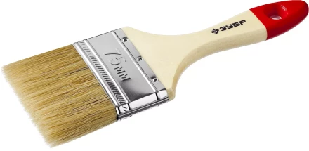 Кисть плоская  ЗУБР "УНИВЕРСАЛ-МАСТЕР", натуральная щетина, деревянная ручка, 75мм 4-01003-075 купить в Надыме