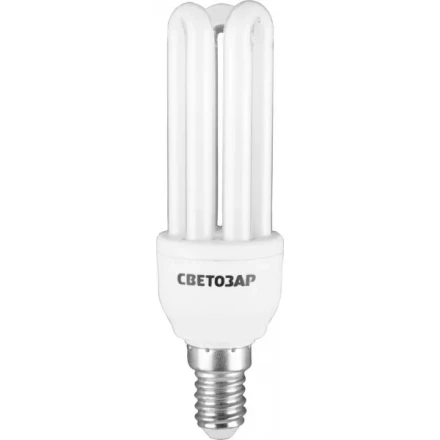 Энергосберегающая лампа СВЕТОЗАР "U-КЛАССИКА"спираль,цоколь E14(миньон),Т2,3U,яркий белый свет(4000К), 8000час,12Вт(60) 44314-12 купить в Надыме