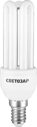 Энергосберегающая лампа СВЕТОЗАР "U-КЛАССИКА"спираль,цоколь E14(миньон),Т2,3U,яркий белый свет(4000К), 8000час,12Вт(60) 44314-12 купить в Надыме