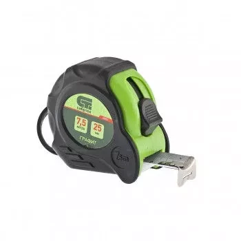 Рулетка Графит, обрезиненный корпус, амортизатор, 7,5 м х 25 мм  СИБРТЕХ 32533 купить в Надыме