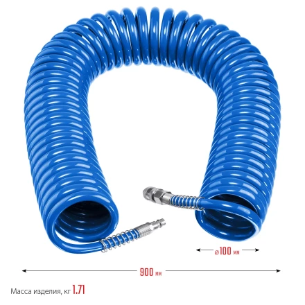 ЗУБР 20 м, 8 х 12 мм, 15 бар, воздушный спиральный шланг с фитингами рапид, Профессионал (6472-20) купить в Надыме