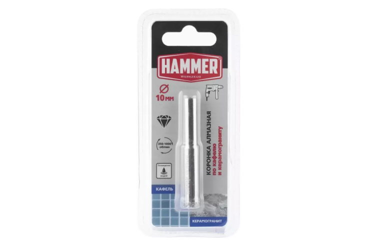 Коронка алмазная HAMMER Ф10х60мм (DHS 10.0*60/5) купить в Надыме