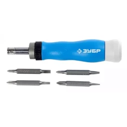 Набор ЗУБР Отвертка "ЭКСПЕРТ" для точных работ, реверсивная рукоятка, CR-V, сменные двусторонние биты PH-SL, 5предметов 25624-H5