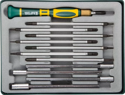 Набор KRAFTOOL Отвертки для точных работ с насадками, в боксе, 12 предметов 25611-H12 купить в Надыме
