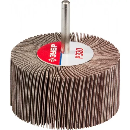 Круг шлифовальный ЗУБР "МАСТЕР" веерный лепестковый, на шпильке, тип КЛО, зерно-электрокорунд нормальный, P320, 40х80мм 36604-320 купить в Надыме