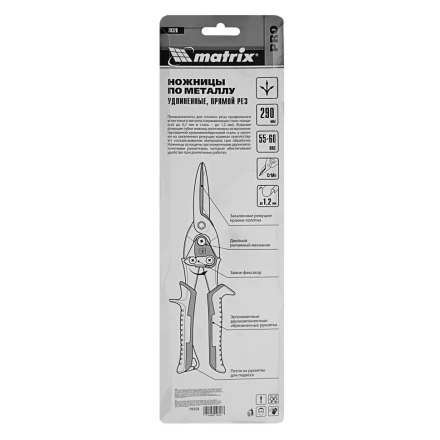 Ножницы по металлу Matrix 78328, удлиненные, 290 мм, прямой рез, CrMo, двухкомпонентные обрезиненные рукоятки, PRO купить в Надыме