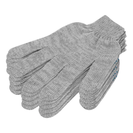 Перчатки трикотажные с ПВХ точкой, 5 пар в упаковке, БОПП-пакет, 7 класс// Россия 67837 купить в Надыме