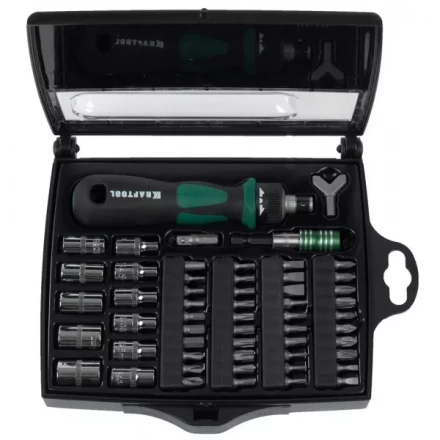 Отвертка KRAFTOOL "EXPERT", реверсивная, с битами, 55шт 25554-H55 купить в Надыме