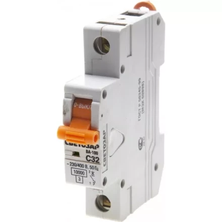 Выключатель автоматический СВЕТОЗАР 1-полюсный, 32 A, "C", откл. сп. 10 кА, 230 / 400 В SV-49071-32-C купить в Надыме