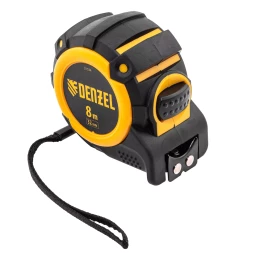 Рулетка Denzel 8м х 32мм, автоматич. фиксац., нейлон. покрытие, магнит. зацеп, двухстор. разметка, 31524