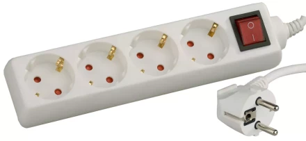Удлинитель СВЕТОЗАР электрический с заземлением, выключателем, с защитными шторками, евро, 4 гнезда,2м SV-55045-2 купить в Надыме