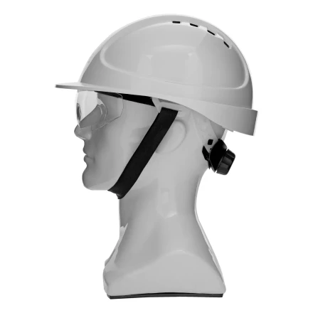 Каска защитная ударопр. Denzel «Форвард» (К-05),ABS/PC,комплект со встроен.очк.ОЧК-05 Форвард,белая 89205 купить в Надыме