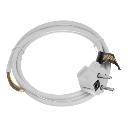 Шнур сетевой Denzel Energy Series, ПВС, 1,5 м, 3 x 1 мм, с неразборной вилкой, белый, 3 м, 37662 купить в Надыме