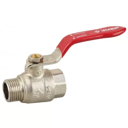 Кран ЗУБР шаровой 1/2" полнопроходной "мама-папа", ручка, никелированная латунь 51351-N-1/2 купить в Надыме