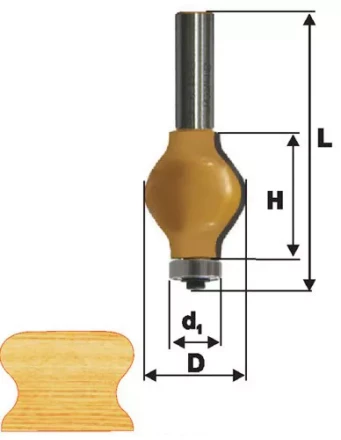 Фреза кромочная фигурная Ф32Х38 мм хвостовик 12 мм 46417 купить в Надыме
