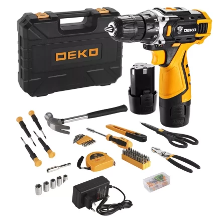 Дрель аккумуляторная DKCD12FU-Li DEKO + набор 104 инструмента для дома, 063-4117 купить в Надыме