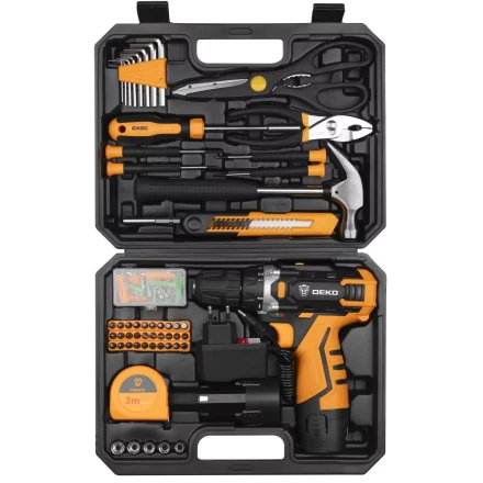 Дрель аккумуляторная DKCD12FU-Li DEKO + набор 104 инструмента для дома, 063-4117 купить в Надыме