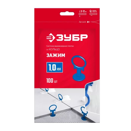 ЗУБР СВП, 1,0 мм, зажим, 100 шт, система выравнивания плитки (33861-100) купить в Надыме