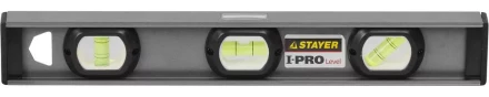 Уровень STAYER "PROFESSIONAL" I-PROLevel, усилен рельс с ручками, утолщен особопрочн профиль, точность 1мм/м, 3 ампулы, 40см 3477-040 купить в Надыме