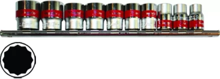 Набор торцевых головок, 1/2", 12-ти гр., CrV, 10шт., 10-24мм MATRIX 13596 купить в Надыме