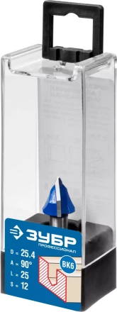 ЗУБР 25.4 x 25 мм, угол 90° мм, фреза пазовая галтельная V-образная, Профессионал (28752-25.4) купить в Надыме