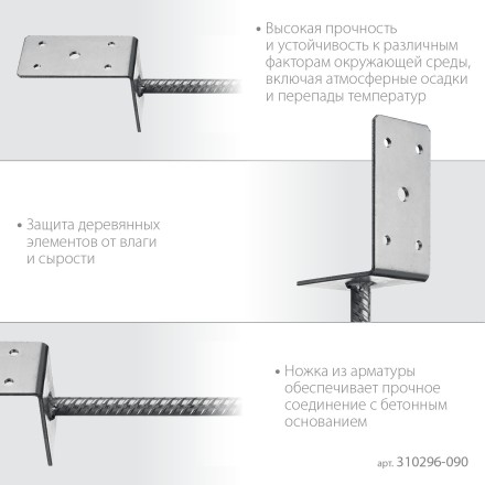 ЗУБР ОС-L, 91 x 120 x 60 мм, L-образное основание столба (310296-090) купить в Надыме