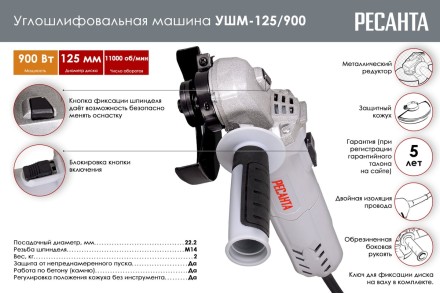 Углошлифовальная машина (болгарка) Ресанта УШМ-125/900 75/12/2 купить в Надыме