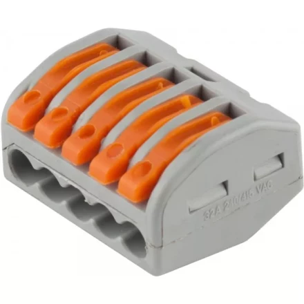 Клемма СВЕТОЗАР соединительная, разъемная, 5-и проводная, 400В, 32А, 0,5-2,5мм2/0,5-4мм2, 2шт 49190-5 купить в Надыме