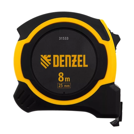 Рулетка Denzel 8м х 25мм, двухкомп. корпус, магнитный обрезиненный зацеп, 31533 купить в Надыме