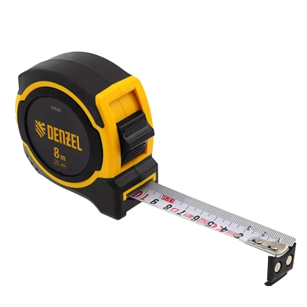 Рулетка Denzel 8м х 25мм, двухкомп. корпус, магнитный обрезиненный зацеп, 31533 купить в Надыме