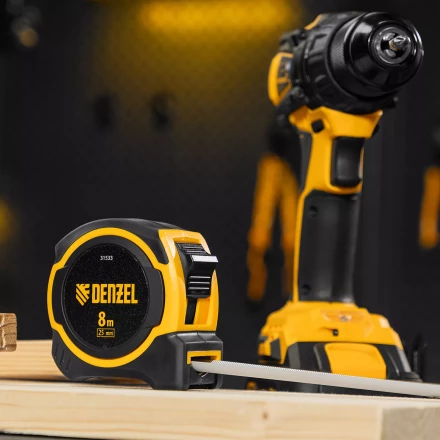 Рулетка Denzel 8м х 25мм, двухкомп. корпус, магнитный обрезиненный зацеп, 31533 купить в Надыме
