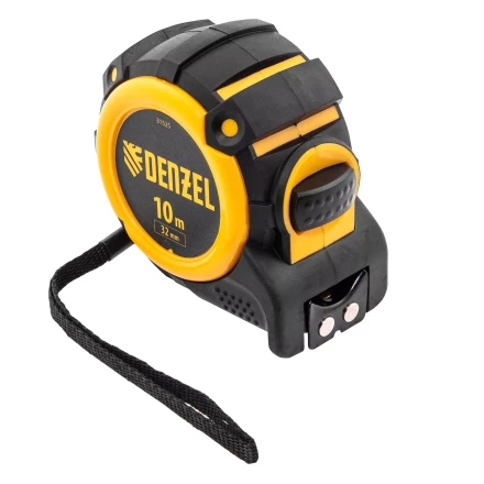 Рулетка Denzel 10м х 32мм, автоматич. фиксац., нейлон. покрытие, магнит. зацеп, двухстор. разметка, 31525 купить в Надыме
